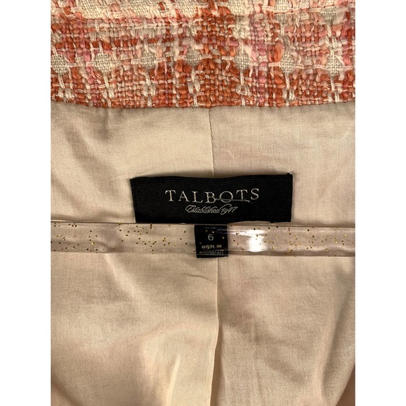 Talbots Cotton Blend Tweed Style Orange/White Jacket 6 Blazer - Picture 5 of 7